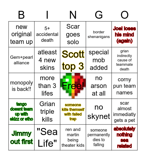 Life Series Bingo Card
