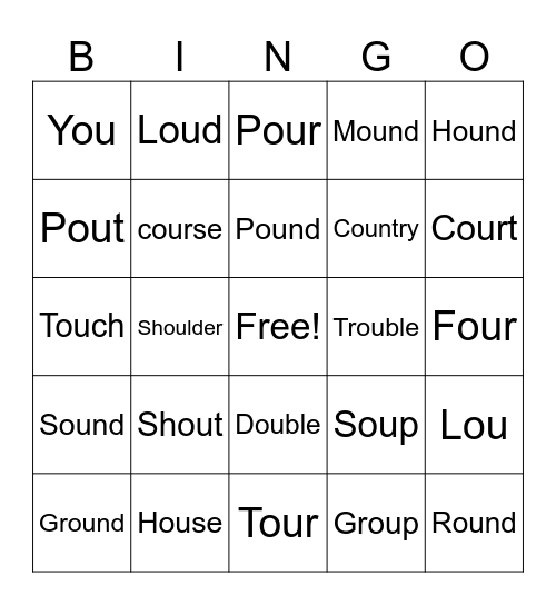 "OU" WORDS BINGO Card