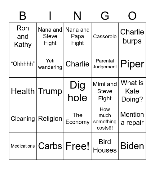 The Lake Bingo Card