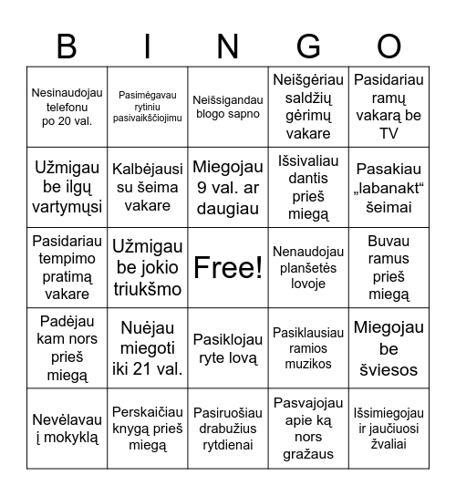 MIEGO Bingo Card