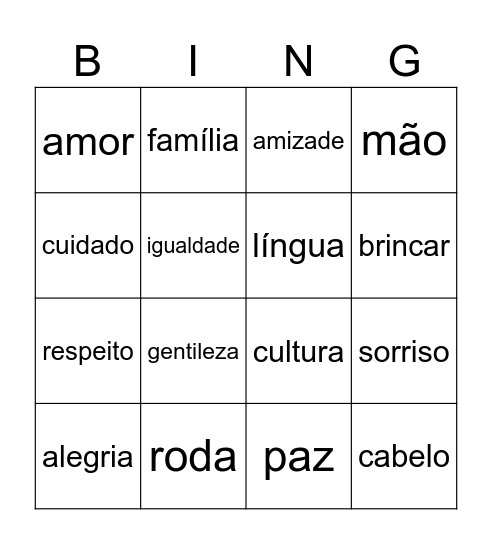 diverisidade Bingo Card