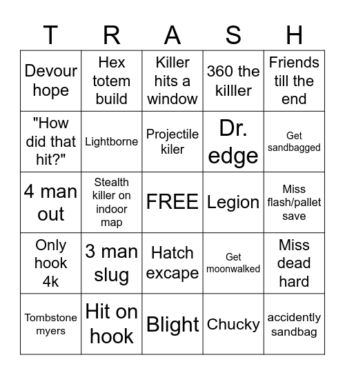 Ultimate DBD Bingo Card