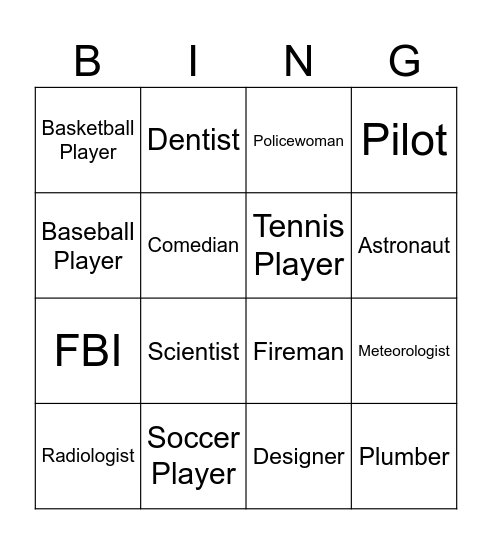Career Bingo Card