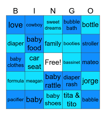 Baby Shower Bingo Card