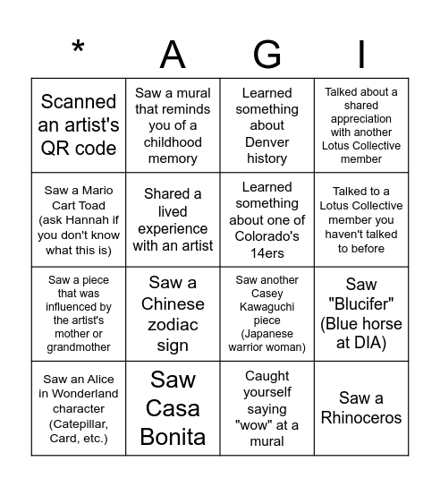 Lotus Collective Mural Walk Bingo Card