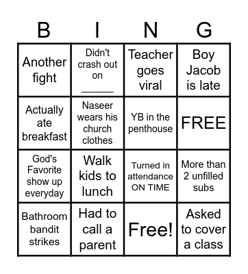 End of the Year BINGO Card