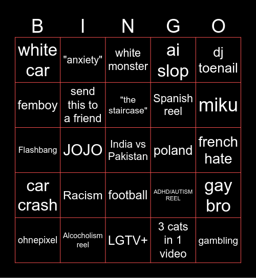 instagram bingo Card