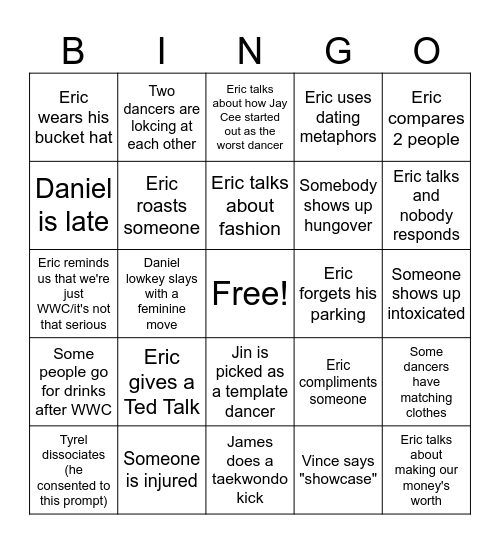 WWC Bingo Card Bingo Card