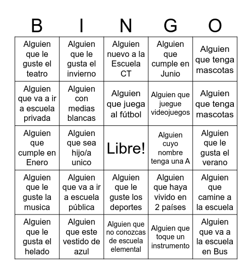 Escuela Media CT- 2025 Bingo Card