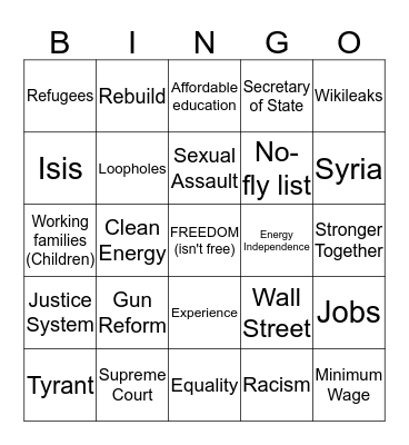 Madam President Bingo Card