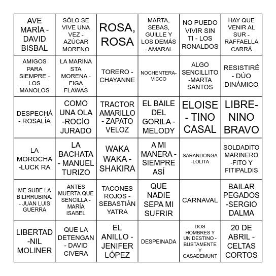 BINGO MUSICAL Bingo Card