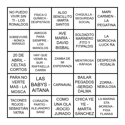 BINGO MUSICAL Bingo Card