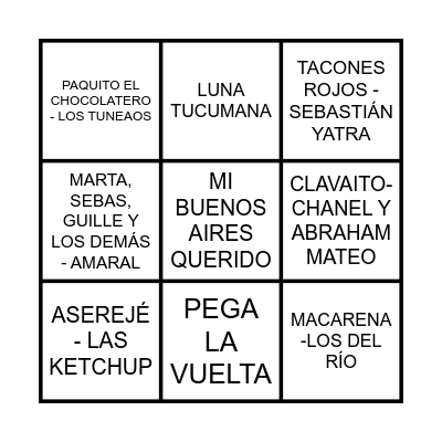 BINGO MUSICAL Bingo Card