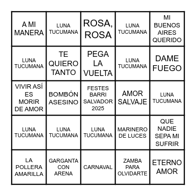 BINGO MUSICAL Bingo Card