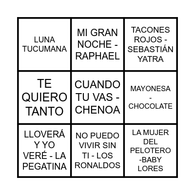 BINGO MUSICAL Bingo Card