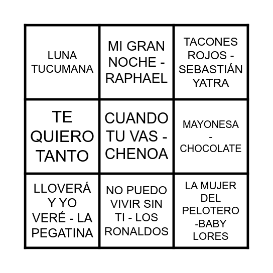 BINGO MUSICAL Bingo Card