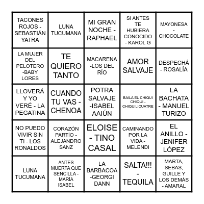 BINGO MUSICAL Bingo Card