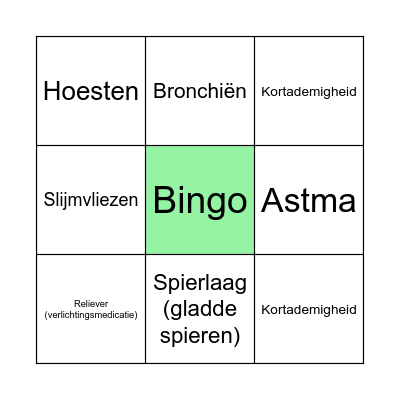 Astma Bingo Card