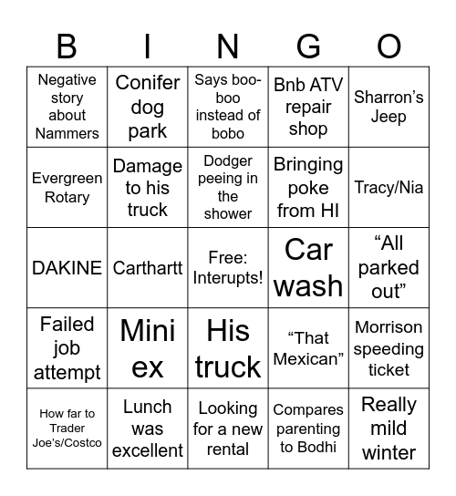 Pop Says: Bingo Card
