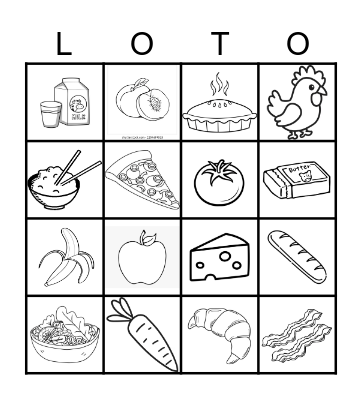 La nourriture Bingo Card