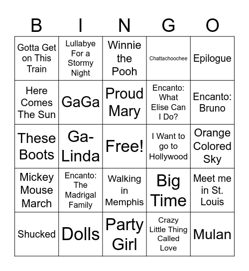 Dance Recital - Show B Bingo Card