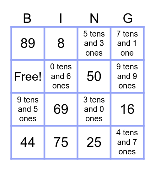 MATH BINGO Card