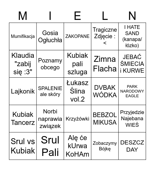 MIELNO Bingo Card