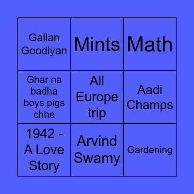 Rupal's 50th Bingo Card