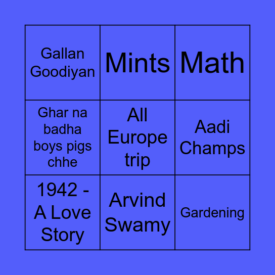 Rupal's 50th Bingo Card