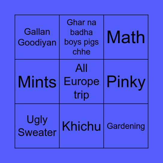 Rupal's 50th Bingo Card