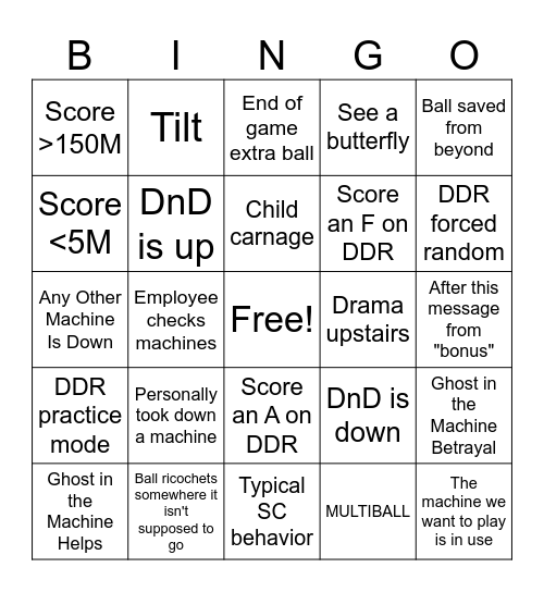 Pingo Ball Bingo Card