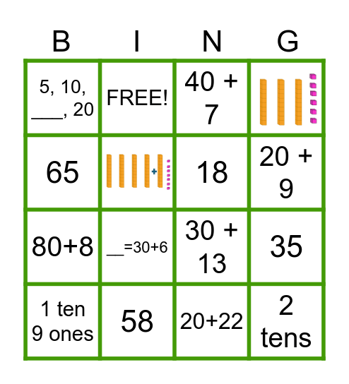 Place Value Bingo Card