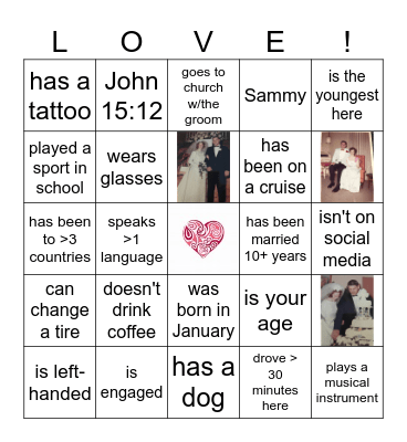Happy Anniversary Bingo Card