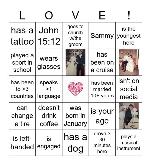 Happy Anniversary Bingo Card