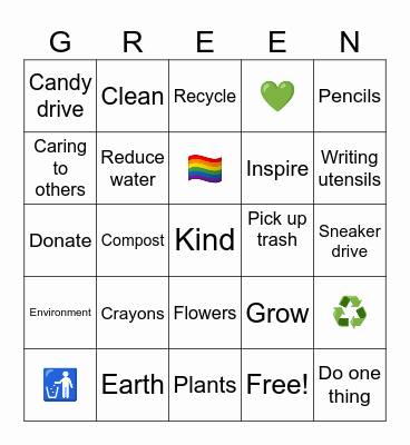 Green Club Bingo Card