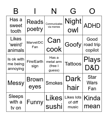 Are you my type? Bingo Card