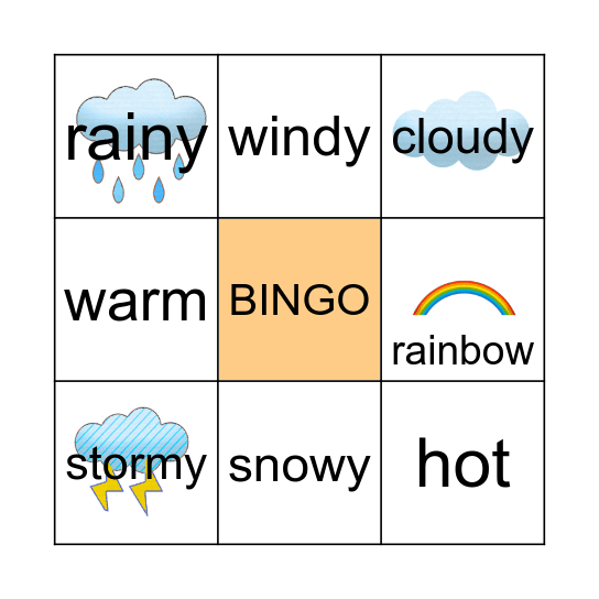 Weather Bingo Card