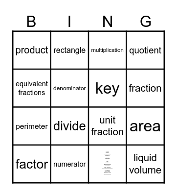 Math Vocabulary Bingo! Bingo Card
