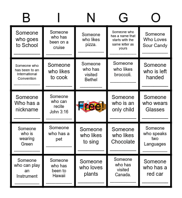 Find Someone Who..... & put name on line. Bingo Card