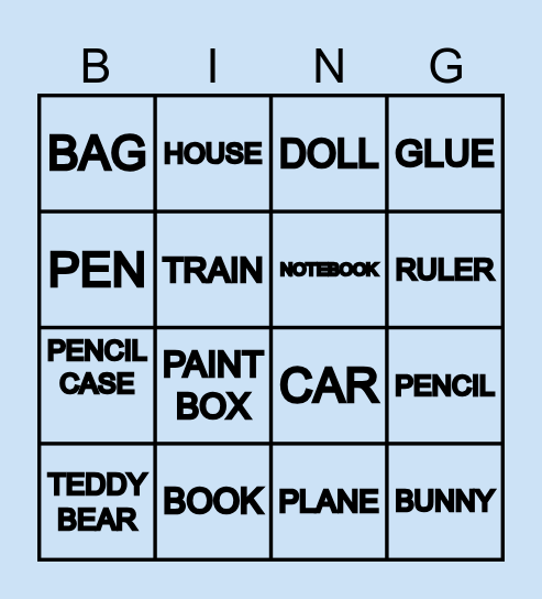School Objects/Toys Bingo Card