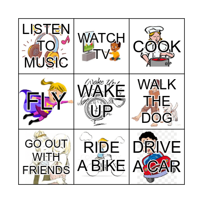 VERBS - SIMPLE PRESENT Bingo Card