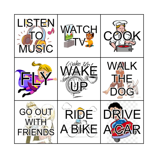 VERBS - SIMPLE PRESENT Bingo Card