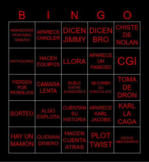 VIDEO MRBEAST Bingo Card