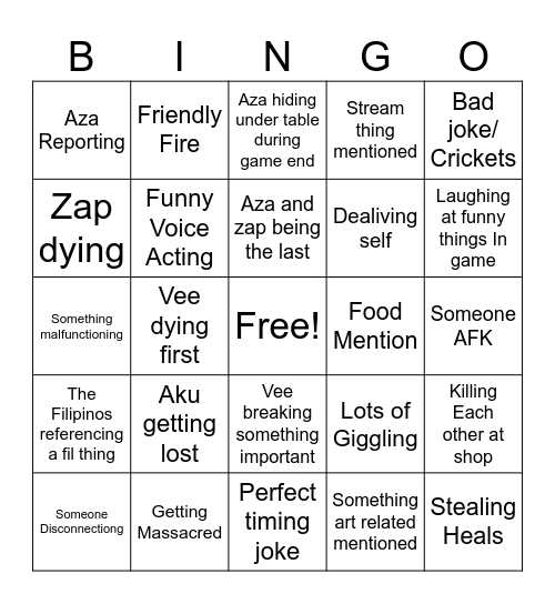 Repo with fwens Bingo Card