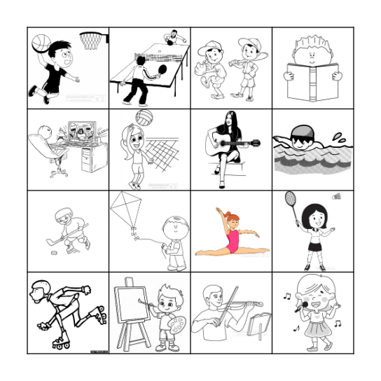 What's your favorite hobby? Bingo Card