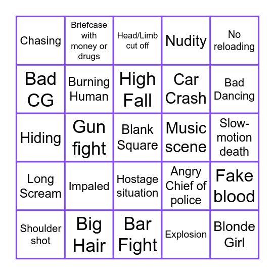 B-Movie Bingo Card
