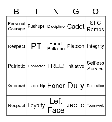 JROTC BINGO Card