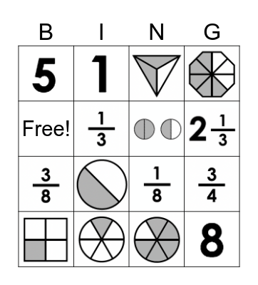 Fraction Bingo Card