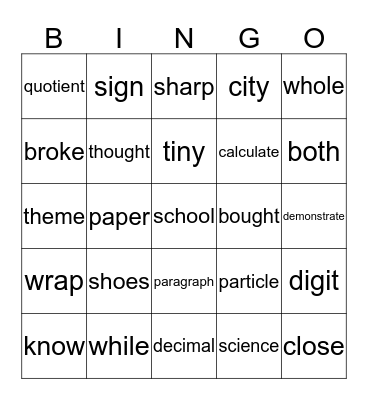 Bingo Card