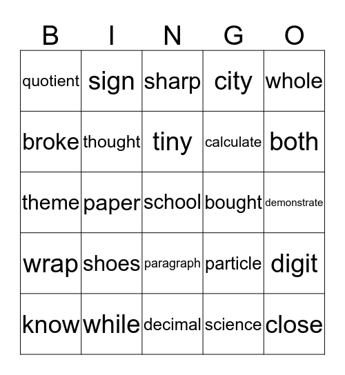 Bingo Card